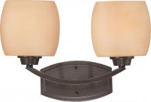  60/4202 - 2-Light Vanity Light Fixture in Vintage Bronze Finish with Cream Beige Glass