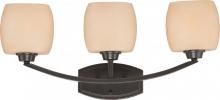  60/4203 - 3-Light Vanity Light Fixture in Vintage Bronze Finish with Cream Beige Glass