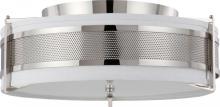  60/4337 - 4-Light Large Flush Mount Ceiling Light in Polished Nickel Finish with Slate Gray Shade/Frosted