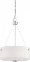  60/4586 - Soho - 3 Light Pendant with Satin White Glass - Polished Chrome Finish