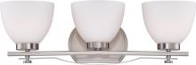  60/5013 - 3-Light Wall Mounted Vanity Light in Brushed Nickel Finish with Frosted Glass