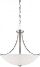  60/5016 - 3-Light Pendant Light Fixture in Brushed Nickel Finish with Frosted Glass