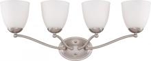  60/5054 - 4-Light Wall Mounted Vanity Light Fixture in Brushed Nickel Finish and Frosted Glass