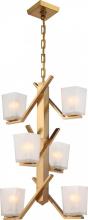  60/5084 - Timone - 6 Light Pendant with Etched Sandstone Glass; Vintage Brass Finish