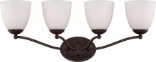  60/5154 - 4-Light Wall Mounted Vanity Light Fixture in Prairie Bronze Finish and Frosted Glass