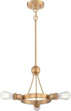  60/5713 - Paxton - 3 Light Semi Flush Mount - Natural Brass Finish