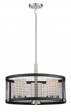  60/6453 - Pratt - 3 Light Pendant with White Glass - Black Finish with Brushed Nickel Accents