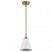  60/7409 - Dover; 1 Light; Small Pendant; White with Vintage Brass