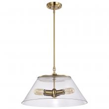  60/7416 - Dover; 3 Light; Large Pendant; Vintage Brass with Clear Glass