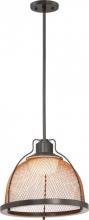  62/887 - Tex - Large LED Pendant - Dark Bronze Finish with Copper mesh