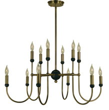 Framburg 4798 SP/PN - 12-Light Satin Pewter/Polished Nickel Nicole Chandelier