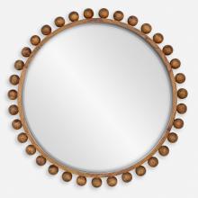  08176 - Cyra Wood Beaded Round Mirror