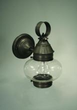  2025-AC-MED-CSG - Onion Wall No Cage Antique Copper Medium Base Socket Clear Seedy Glass