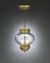  2032G-AB-LT2-OPT - Onion Hanging No Cage With Galley Antique Brass 2 Candelabra Sockets Optic Glass