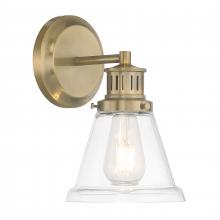  2401-AN-CL - Alden 10.25'' High 1-Light Sconce - Antique Brass, Clear