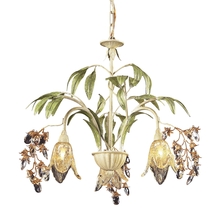  86052 - Huarco 3-Light Chandelier in Seashell and Sage Green with Floral-shaped Glass